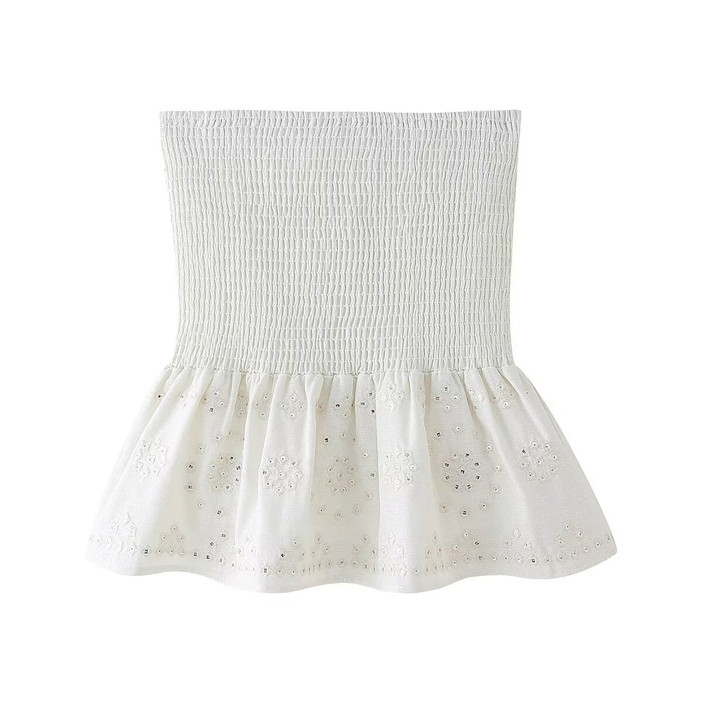 Women's Sequ Embroidered Loose High Vest and Skirt Two-Piece Set