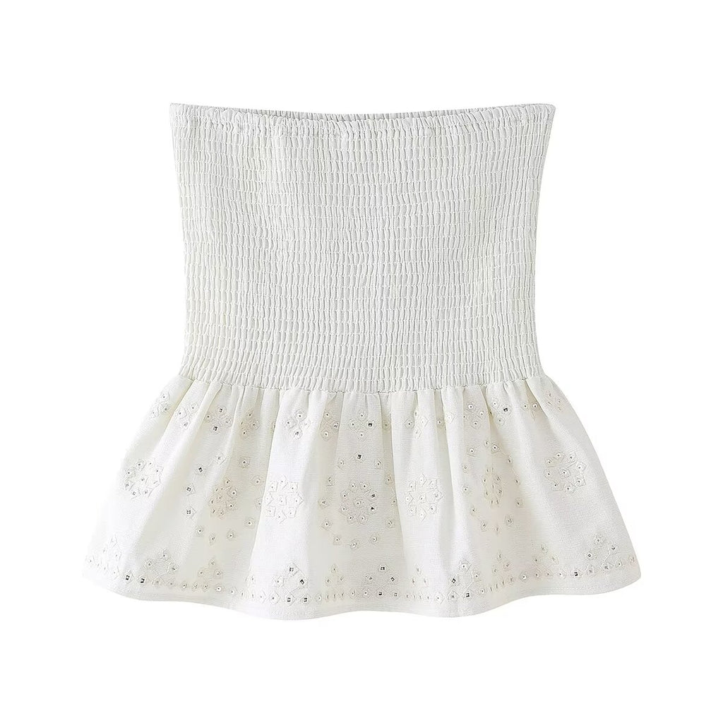 Women's Sequ Embroidered Loose High Vest and Skirt Two-Piece Set