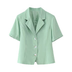 Women's Pleated High-Waisted Short-Sleeve Top and Skirt Two-Piece Set