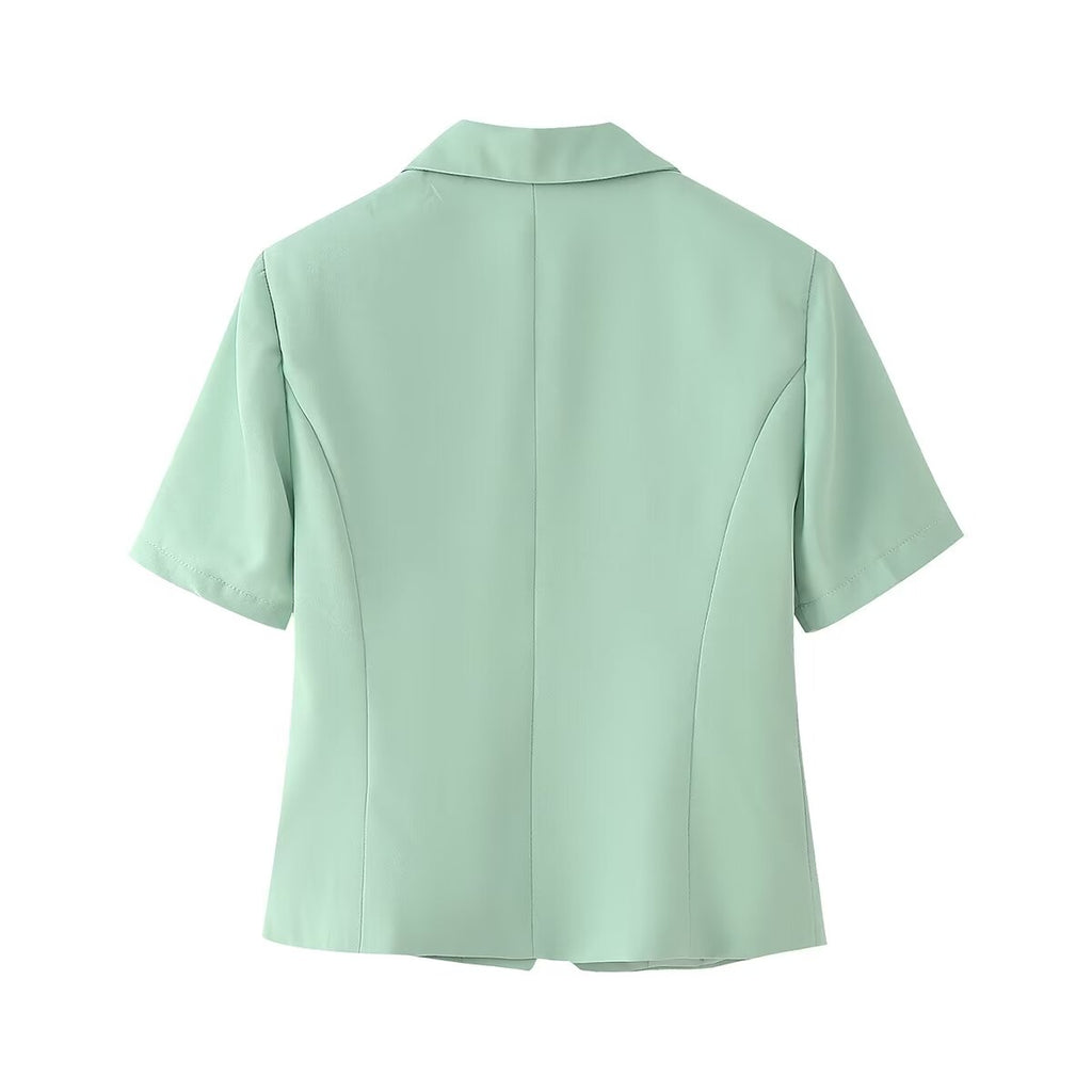 Women's Pleated High-Waisted Short-Sleeve Top and Skirt Two-Piece Set