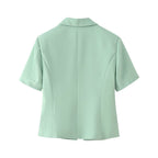 Women's Pleated High-Waisted Short-Sleeve Top and Skirt Two-Piece Set