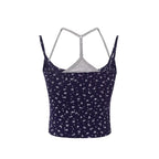 Women’s Floral Halter Ribbed Crop Top