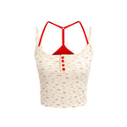 Women’s Floral Halter Ribbed Crop Top