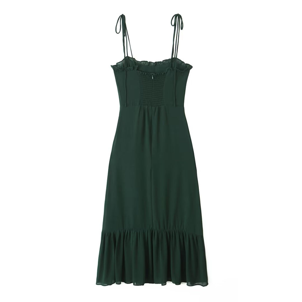 Women's Summer Women Clothing Solid Color Backless Dress Midi Dress