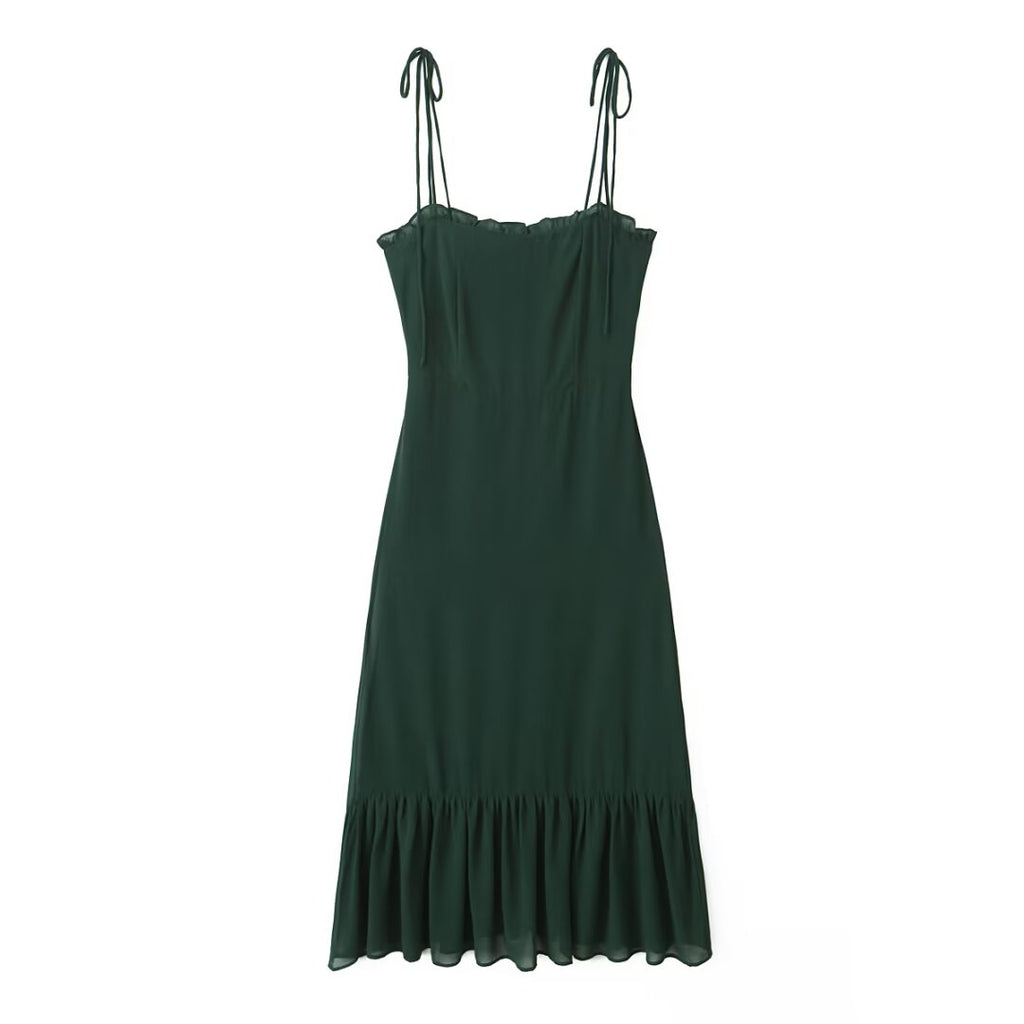Women's Summer Women Clothing Solid Color Backless Dress Midi Dress