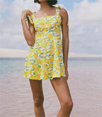 At Linen Blended Printing Slip Dress
