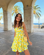 At Linen Blended Printing Slip Dress