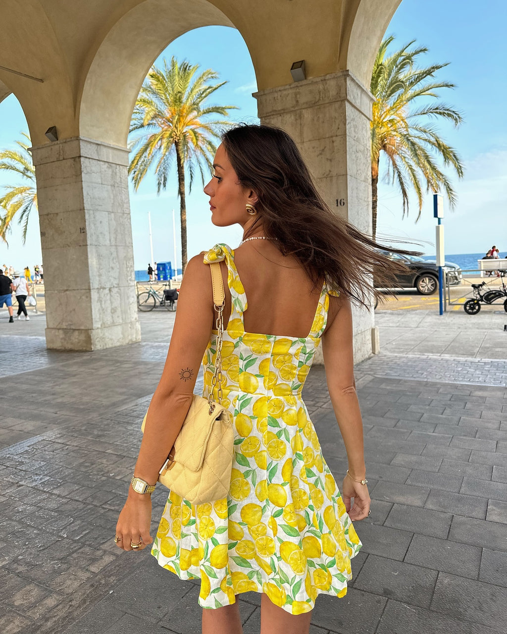 At Linen Blended Printing Slip Dress