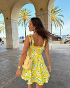 At Linen Blended Printing Slip Dress