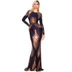 Women's Evening Stitching Long Sequin Dress
