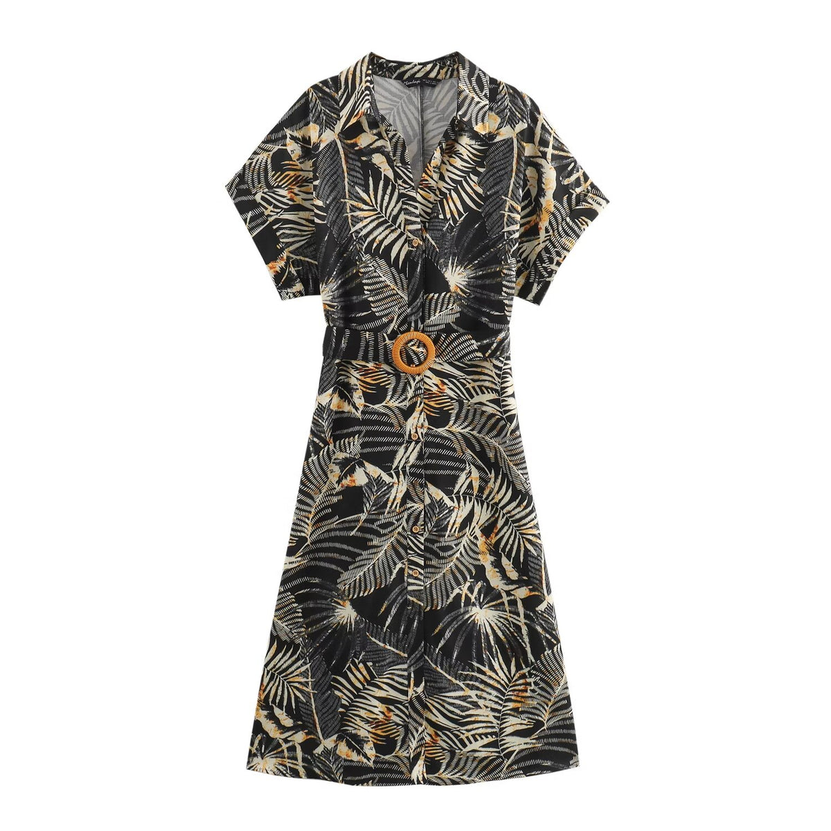 Women's Summer Linen Blended Tropical Printing Dress