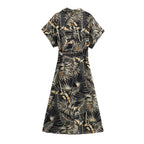 Women's Summer Linen Blended Tropical Printing Dress