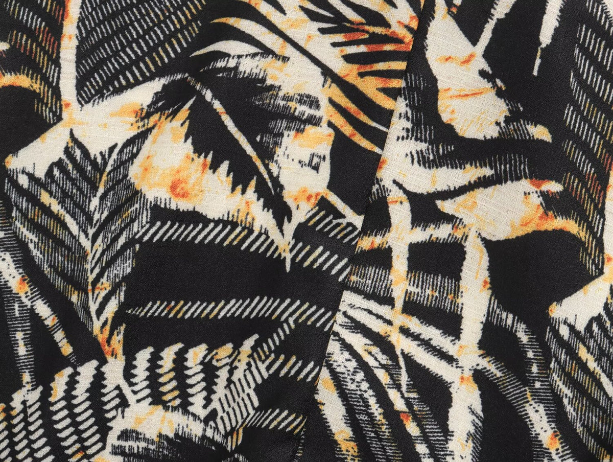 Women's Summer Linen Blended Tropical Printing Dress