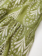 Embroidered Cutout Midi Dress