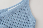 Women's Solid Color Loose Spaghetti Straps Knitted Short Top
