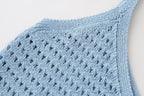 Women's Solid Color Loose Spaghetti Straps Knitted Short Top