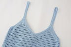 Women's Solid Color Loose Spaghetti Straps Knitted Short Top