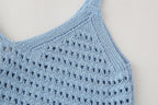 Women's Solid Color Loose Spaghetti Straps Knitted Short Top