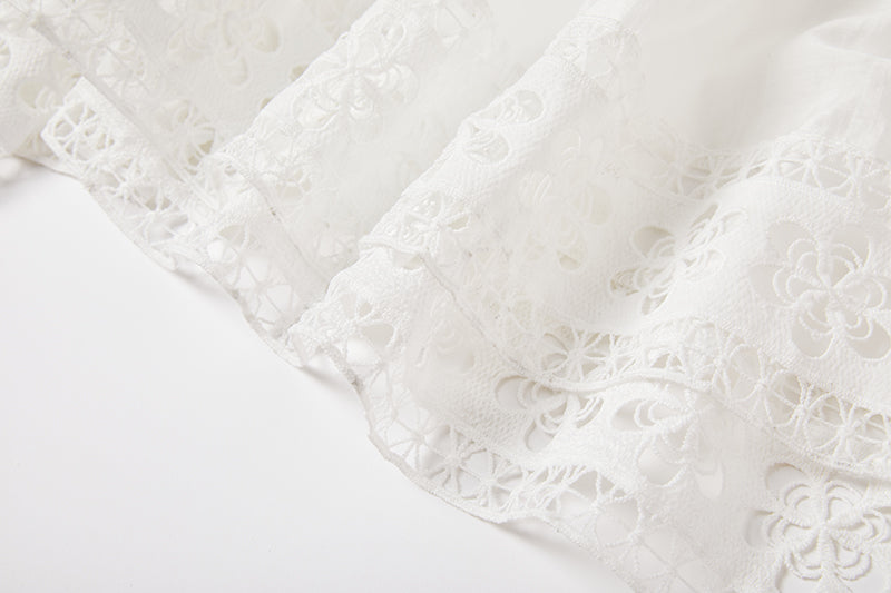 Lace Ruffle Sleeveless A-Line Maxi Dress