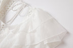 Lace Ruffle Sleeveless A-Line Maxi Dress