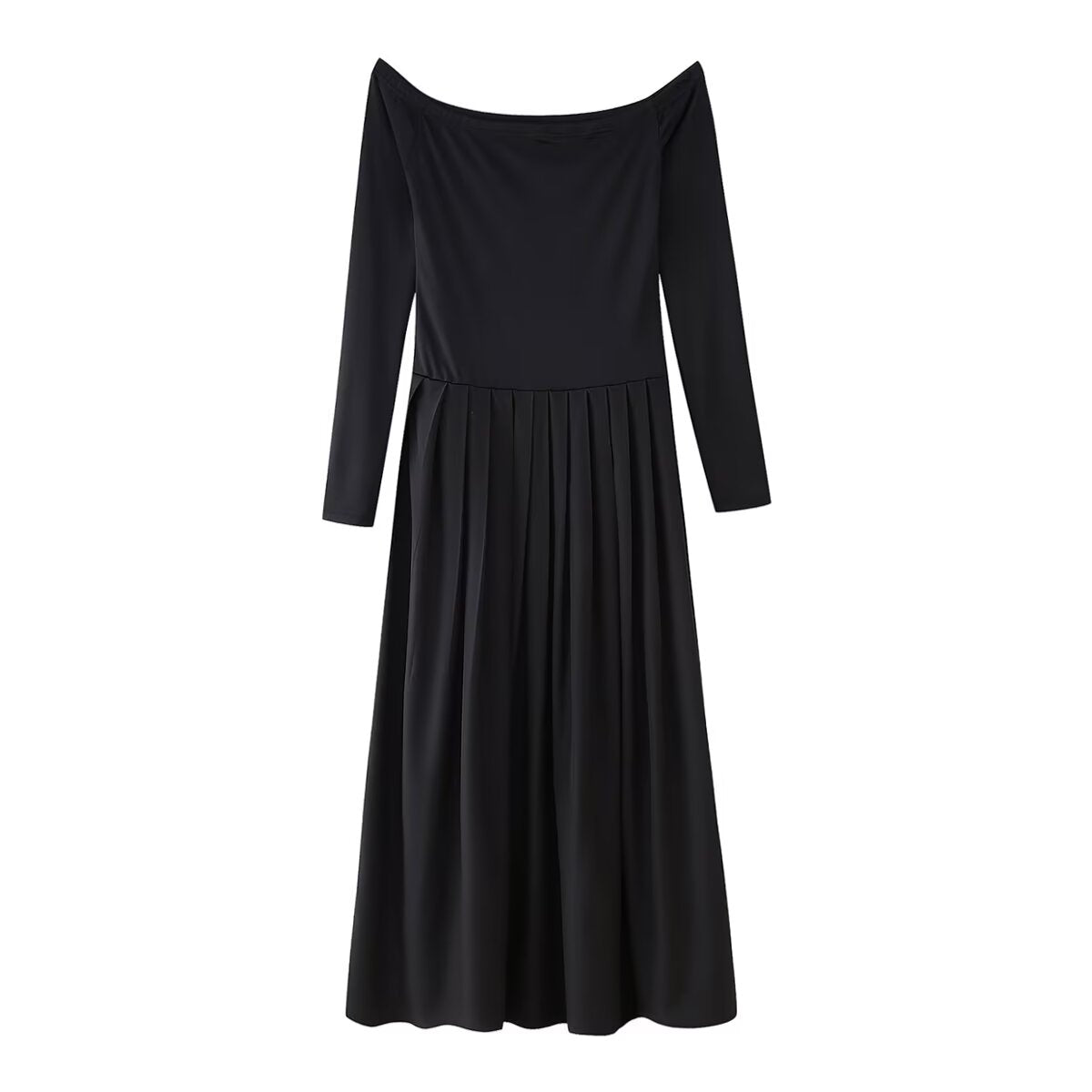 Striped Poplin Long-Sleeve Dress