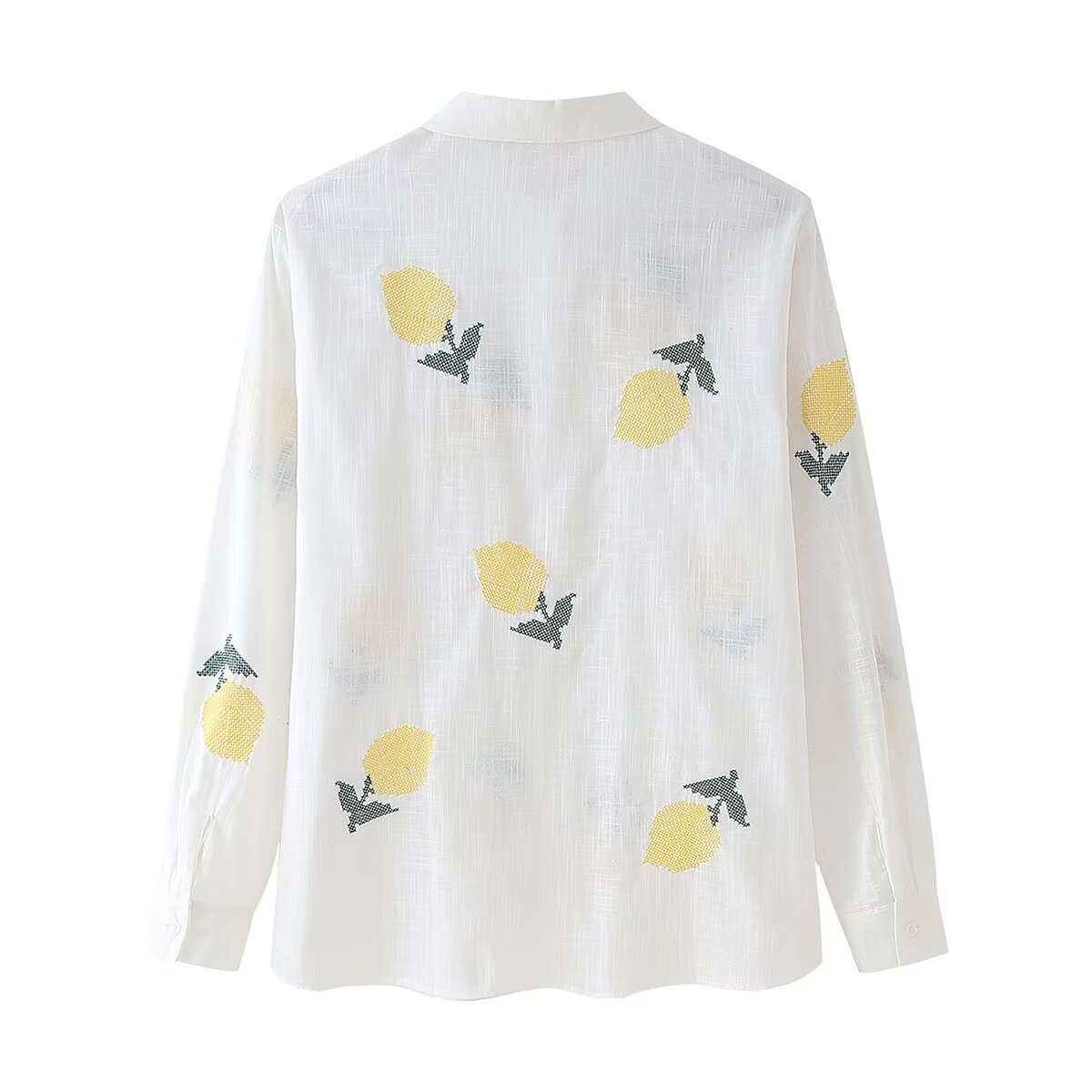 Women's Embroidered Button-Front Collared Shirt