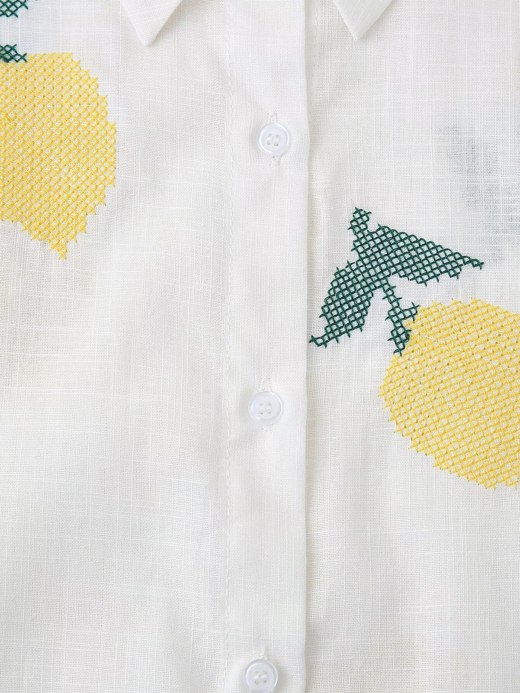 Women's Embroidered Button-Front Collared Shirt
