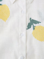 Women's Embroidered Button-Front Collared Shirt