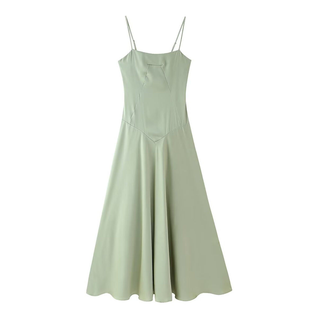 Satin Spaghetti-Strap Dress