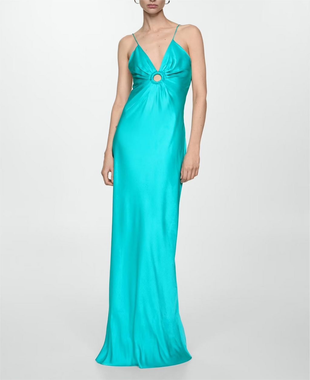 Lake Blue Backless Cutout Maxi Dress