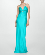 Lake Blue Backless Cutout Maxi Dress