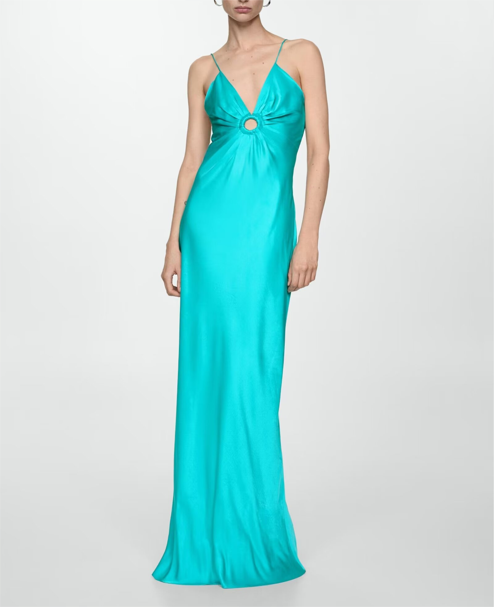 Lake Blue Backless Cutout Maxi Dress
