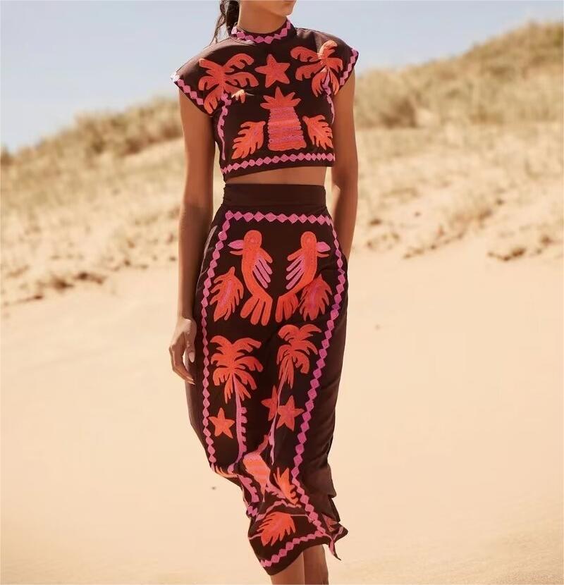 Women's Summer Positioning Printed Shirt Floral Print Casual Suit