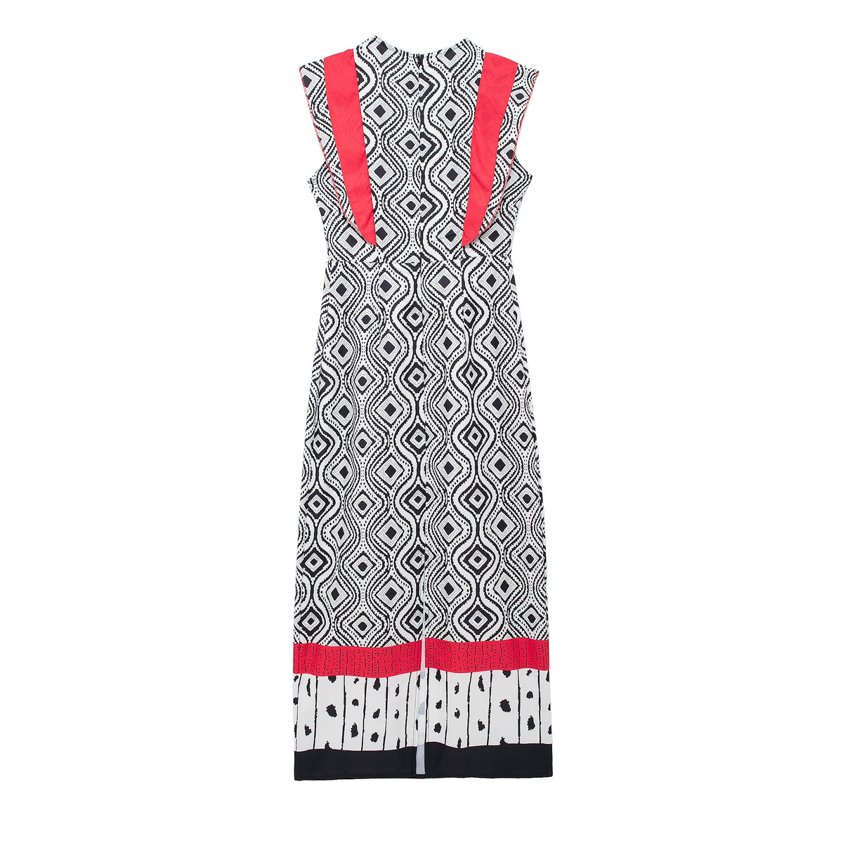 Flying Sleeves Print Color Contrast Dress Artistic Retro