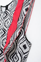 Flying Sleeves Print Color Contrast Dress Artistic Retro