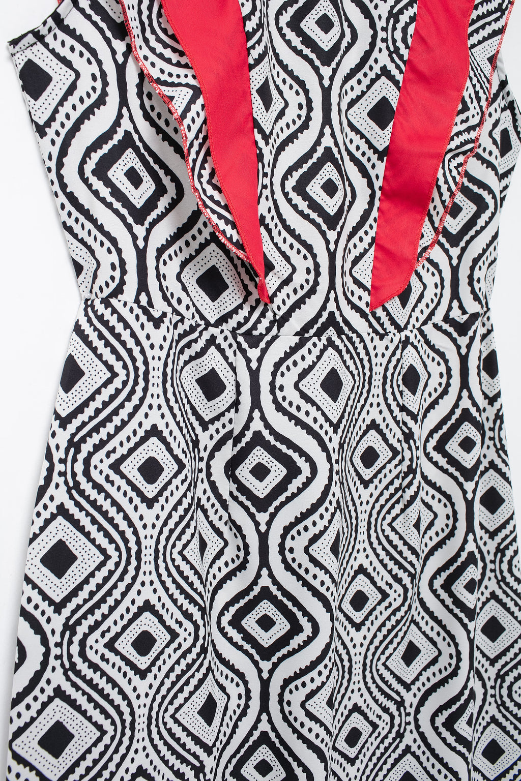 Flying Sleeves Print Color Contrast Dress Artistic Retro