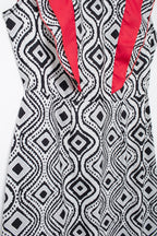Flying Sleeves Print Color Contrast Dress Artistic Retro