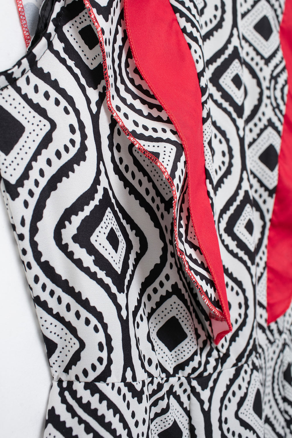 Flying Sleeves Print Color Contrast Dress Artistic Retro