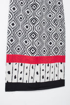 Flying Sleeves Print Color Contrast Dress Artistic Retro