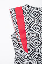 Flying Sleeves Print Color Contrast Dress Artistic Retro