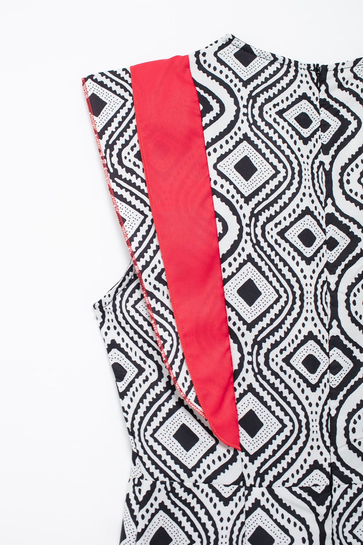 Flying Sleeves Print Color Contrast Dress Artistic Retro