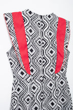 Flying Sleeves Print Color Contrast Dress Artistic Retro