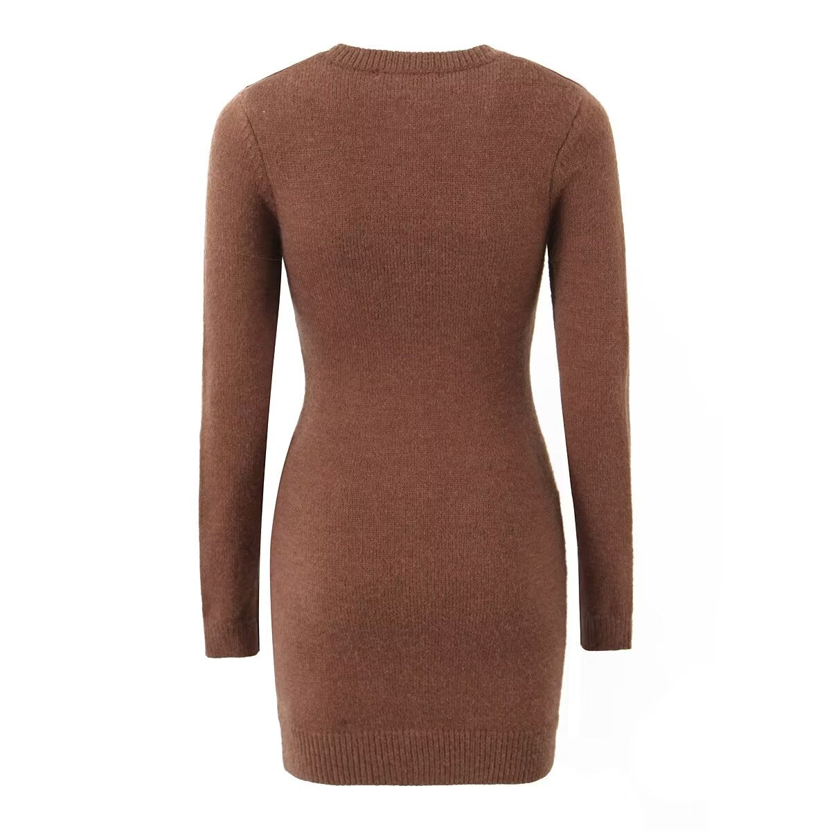 Women's Knitted Long Sleeve Button Slim Fit Dress Sexy Slimming Hip Autumn Winter Black Knitted Women Clothing Dress
