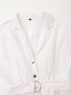 Collared Button-Front Belted Short-Sleeve Shirt Maxi Dress