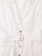 Collared Button-Front Belted Short-Sleeve Shirt Maxi Dress