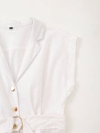 Collared Button-Front Belted Short-Sleeve Shirt Maxi Dress