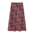Women's Spring Animal Pattern Printed Silk Satin Texture Hip Skirt