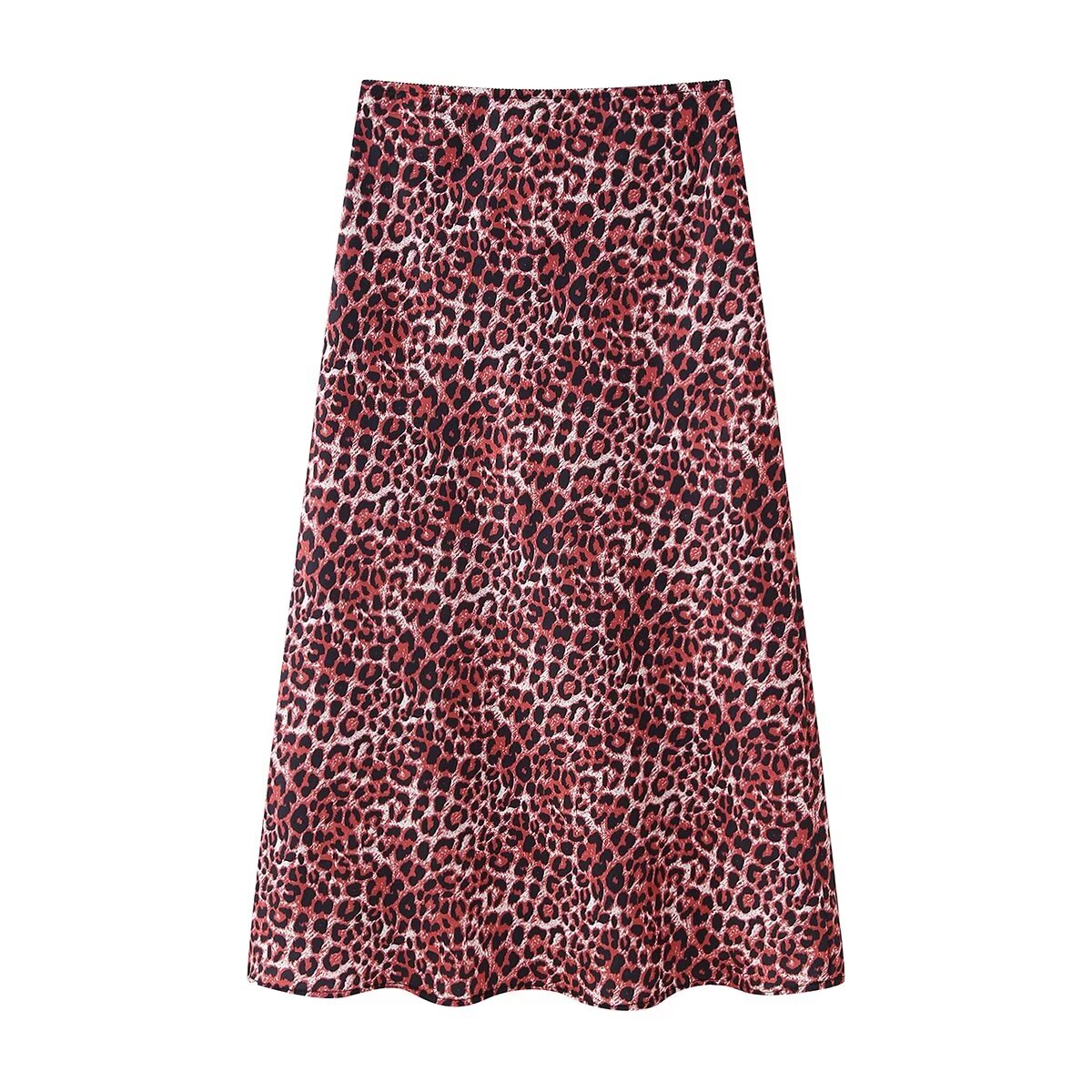 Women's Spring Animal Pattern Printed Silk Satin Texture Hip Skirt