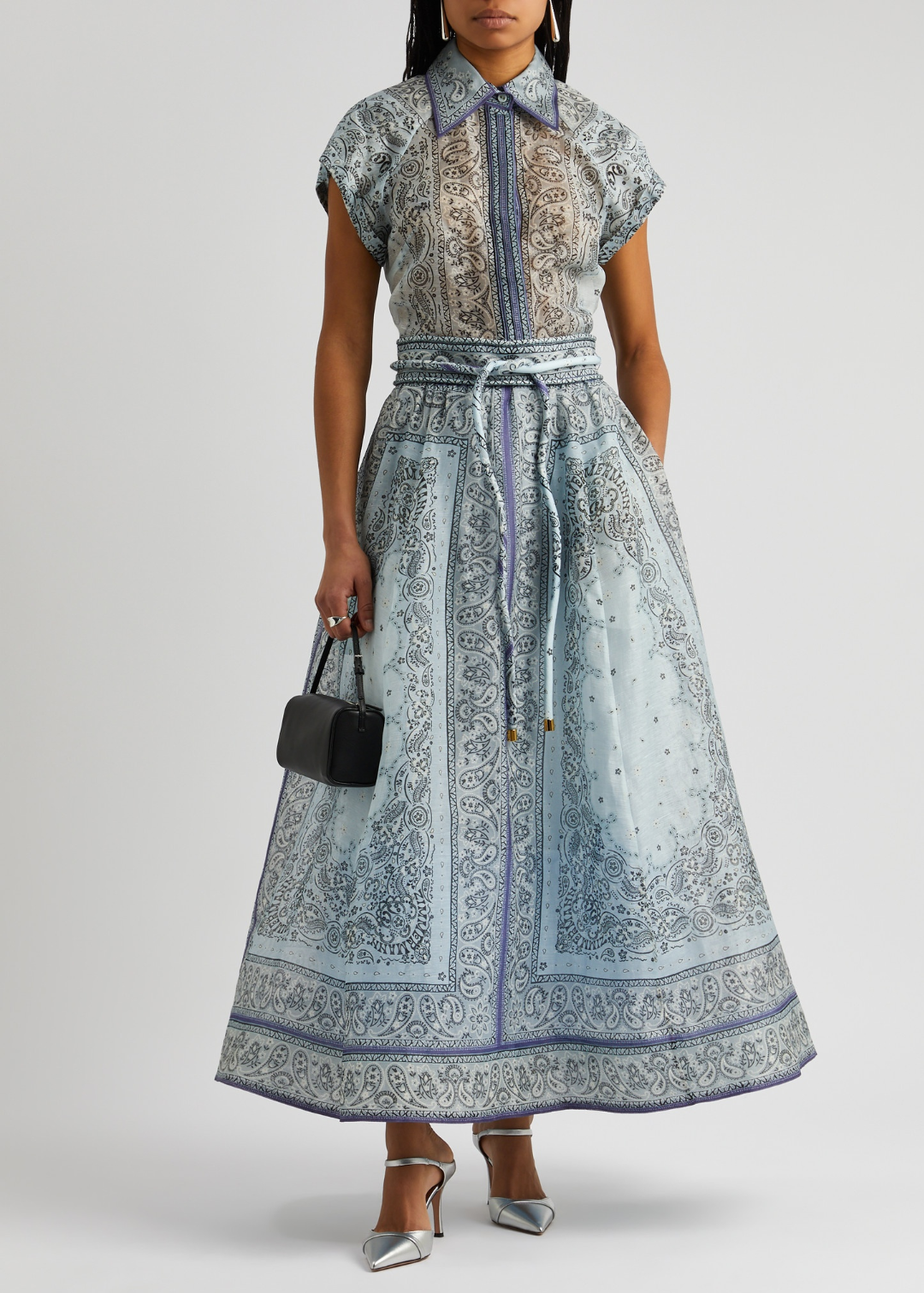 Women's Women's's Chiffon Collared Tie Shirt Short Sleeve Dress