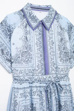 Women's Women's's Chiffon Collared Tie Shirt Short Sleeve Dress